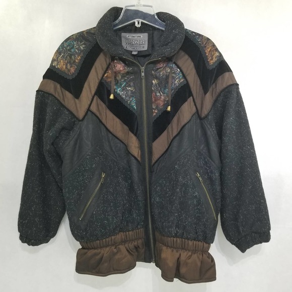 Vintage International Outerwear 80's Style Jacket Wool Blend M Mixed Fabric - Picture 1 of 12
